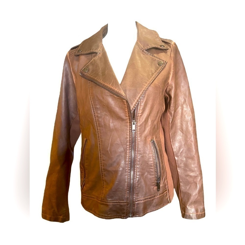 Sebby Coll. Ladies' Tan Faux Leather Coat